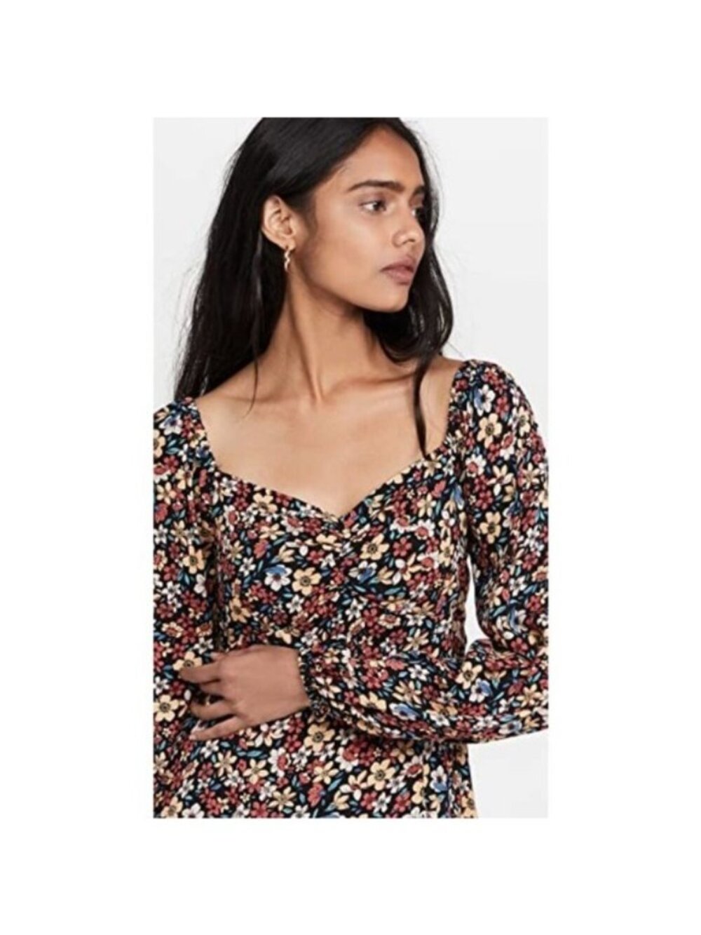 Lost + Wander Black Floral Paradise Valley Long Sleeve Midi dress Small - Picture 3 of 13